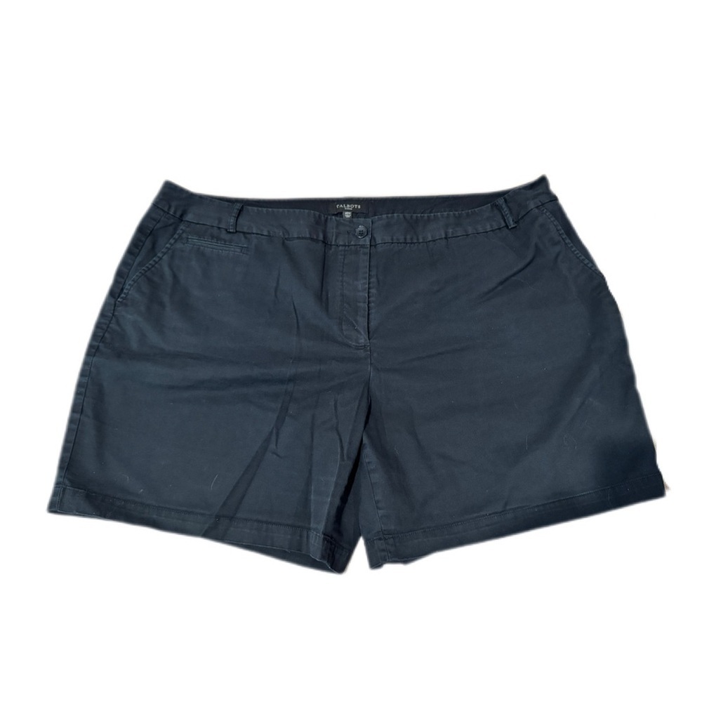 Talbots Woman Black Bermuda Shorts with Flat-Front Style and Comfortable Fit